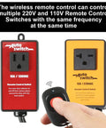 Hand holding remote for Wireless Remote Start Switch For Dust Collector 220V Starter Outlet With Battery Included