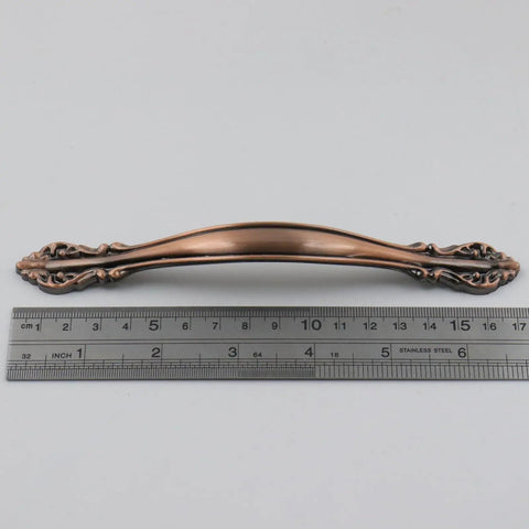 The Real Deal Vintage Red Bronze Drawer Pulls Hardware Set Includes Ten Hefty Cabinet Knobs and Screws Perfect for Kitchen Cupboards Bedroom Furniture and Slick Home Makeover Jobs Right Now - ornate red bronze handle with measurement.