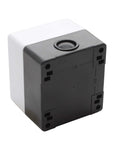 Rugged Single Push Button Switch Enclosure Box Bombproof Construction With Killer Water Resistance 22Mm Cutout Surface Mount ABS Junction, close-up view.