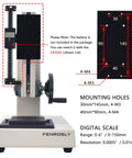 Digital Force Gauge 500N Push Pull Gauge With Test Stand USB Data Output For Accurate Bench Top Testing And Measurements Zero Point Five Percent Accuracy 500N Capacity 180 Millimeter Travel mounted on test stand with mounting holes