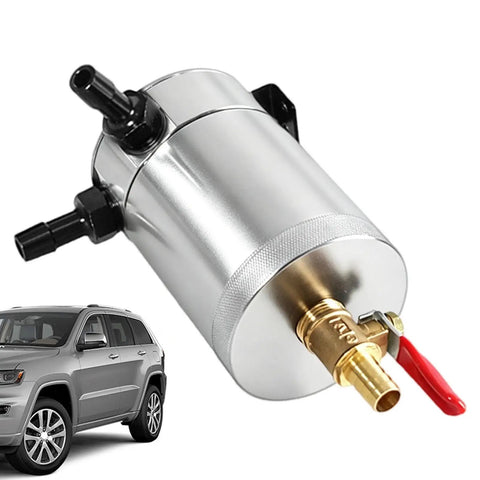 Heavy Duty 300ml Oil Catch Can Kit With Double Port Design To Boost Engine Performance And Reduce Sludge with silver metal housing