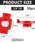 50 Piece Pack 1/4 20 Red Nylon Strut Channel Cone Nuts Twist Lock Hardware Fasteners For Metal Framing Tool Free Install, size 1.34" x 0.74".