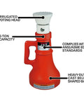 Five Ton Screw Jack With Pivoting Corrugated Head Beefy Heavy Duty Cast Base And No Creep Design For Stable Lifting