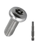 M6 Thread X 12mm Security Torx Pan Head Machine Screws With Bit 304 Stainless Steel displaying screw and T30 bit.