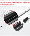 HSR45 HGR45 45MM Square Linear Guide Rail 64.57 Inches 1640MM showing steel bearing rows and slides for low friction use.