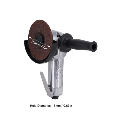 Heavy Duty 4 Inch Pneumatic Angle Grinder And Polisher Sander With 11000 Rpm Air Powered Motor, aluminum body, showing 4-inch disc.