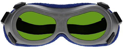 Top Shelf Laser Safety Glasses With Durable Polycarbonate Lenses Delivering Straight Up OD8 Plus Protection And ANSI Approval For Grind Ready Crews In Labs And Workshops Featuring A Super Comfy Fit All Day - Front view showing green lenses and padded frame.