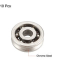 Top Shelf Deep V Groove Guide Ball Bearings 3x10x3mm Single Sided Sealed Chrome Steel Heavy Duty Sliding Track Rollers Built Tough For Machinery 10 Pack - detailed view of one bearing.