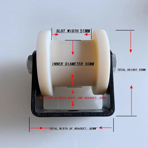 Nylon H Pulley Wear Resistant Sync Wheel Self Lube Slides with dimensions and measurements for automation rig setups.