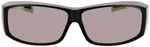 Front view of Top Shelf Laser Safety Glasses Provide Rock Solid Od Ten Plus Near Infrared Defense For Ninety Three To One Thousand One Hundred Nanometers With Forty One Percent Vlt Light Gray Polycarbonate Lenses And Z Eight Seven One Certified Wrap Frames.