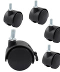 5 Pack 1.5 Inch Nylon Caster Wheels With M8 Threaded Stem And Brakes For Carts And Coffee Tables Replacement Furniture Casters Dual Wheel Swivel Design 33 Lbs Capacity Each Durable Lightweight Nylon
