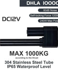 Heavy Duty Electric Linear Actuator DC 12 Volt Stainless Steel Motor Drive Push Rod Assembly with 1000kg thrust and waterproof design.