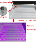 Inside view of 24.8 By 32.6 Inch Vacuum Led Uv Exposure Unit 120W showing rubber blanket, venting hole, and LED array.