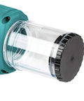 Pro Grade 18V Brushless Cordless Riveter close-up showing clear nozzle and adjustable cap for setting aluminum and steel rivets.