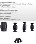 Heavy Duty 26 Piece TC4 Titanium Replacement Kit For Knives Featuring Anti Rust Pivots Lanyard Tubes Blade Stop Pins And Precision Screws For A Hella Solid Top Shelf Upgrade with screws and pivots.