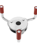 Heavy Duty Stainless Steel Smoke Sensor Removal Wrench For Fast Transducer Grip And Smooth Hands Free Maintenance No Sweat Extra Safety Tool For Quick Hvac Upkeep showing a close-up view with red grips and a polished metal finish.