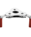 Heavy Duty Aluminum Smoke Transducer Removal Head With Slick Precision Grips For Quick Commercial And Residential Fire Alarm Servicing No Hassle Hardcore Toolkit view with red grips and precision design.