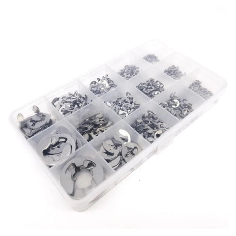 580-Piece External Retaining Ring Kit Set M1.2 To M15 In 304 Stainless Steel E Clip Snap Circlips in plastic compartment box