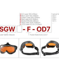 Heavy Duty Laser Safety Glasses And Protective Goggles Engineered For Fiber Handheld Welding Rigs With Hella Thick OD 7 Shields, showing three angles.