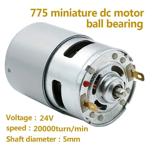 775 Dc Motor 24 Volt 20000 Rpm Ball Bearing Powerhouse with 5mm shaft, ideal for robotics and DIY kits.