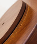 Close-up of the smooth surface of the 12 Inch Bamboo Lazy Susan Turntable for Kitchen Pantries, showcasing its fine wood grain.