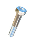 Top Shelf Grade Five Titanium Hex Head Bolts 3/8-24 By 2 Inch Unified National Fine Thread Pack Of Three showing polished finish and threading.