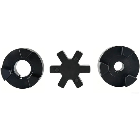 Heavy Duty L090 Flexible L Jaw Coupling Built Tough Swap Adapter for Log Splitters, three piece set with rubber insert.