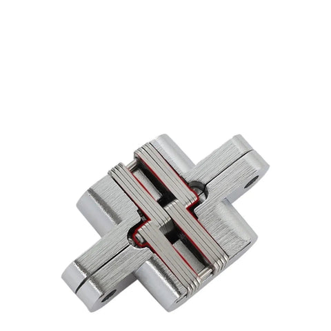 Heavy Duty Concealed Door Hinges Hidden Invisible Hinge 2-Piece Set For Furniture And Cabinet 304 Stainless Steel Silver Metal Hardware 34X140Mm Fits Doors Over 25Mm Thick clean front view of sturdy stainless steel hinge.