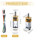 2 Pack 100 RPM Micro Gear Motors With Encoders For N20 DC 12V Gearbox Beefy Torque Electric Reduction Motors dimensions