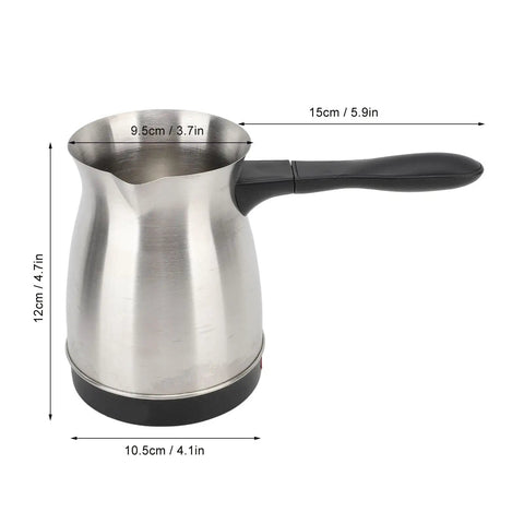 Electric 600ml Do It All Coffee Pot With Stainless Steel Kettle And Ergonomic Handle, side view