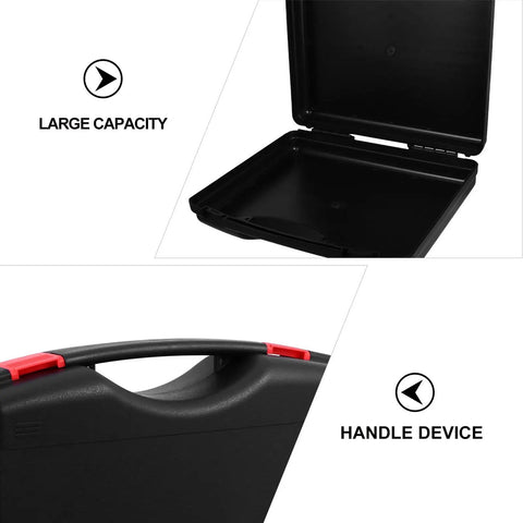 Heavy Duty Portable Plastic Toolbox With Rugged Carry Handle For Hand Tools And Repair Gear showing large capacity interior and sturdy handle.