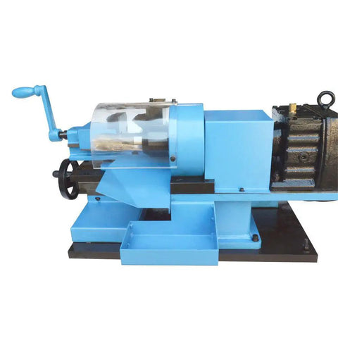 Pro Shop Ready 1.5 HP Electric Tube Pipe Notcher End Mill Kit featuring knockout swivel vise mechanics, blue machine for metal bending.