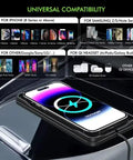 Smooth Wireless Charging Pad With Raised Camera Lens Guard For Gmc Hummer Ev Tight Dash Fit No Scratch Drama Badass Phone Holder Zero Slip Grip Quick Charge Hub showing universal compatibility for various phone models.