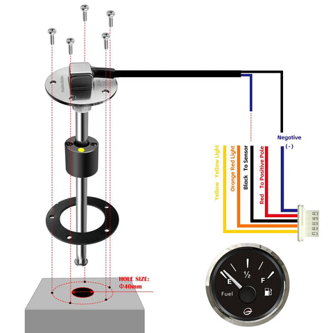 Heavy Duty 10 Inch Fuel Tank Sending Unit Made With Real 316 Stainless Float Reading 240 To 33 Ohm Span installation diagram
