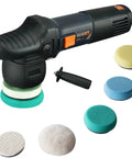 3 Inch Dual Action Car Buffer Polisher With 9mm Orbit, Variable Speed 6A Motor, Soft Start, Low Noise, 3 Foam Pads