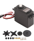 Smooth Operator Low Noise RC Servo With Fast Spin Plastic Motor For HPI And Futaba RC Models in black with accessories for precise steering.
