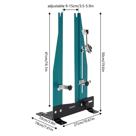 Pro Bike Wheel Truing Stand With Removable Spoke Wrench Multi Function Wheel Alignment Tool with size dimensions shown
