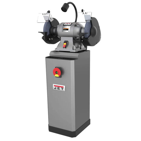 Metal Dust Collector Stand For Workshop, 472 CFM, 115V, shown with bench grinder attached.