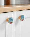 Sweet 1.4 Inch Solid Beechwood Cabinet Knobs And Top Shelf Wooden Drawer Pulls Featuring A Knockout Coastal Sky Design on kitchen cabinets