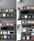 Dang Tough Heavy Duty Multi Tier Wire Shelving Unit With Adjustable Stainless Steel Frames For Kitchen Garage Or Office Organizing No Sweat Setup Versatile Rack with kitchen appliances and storage bins.