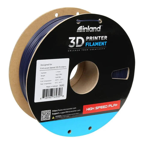 Top Shelf Fast Printing 3D Printing Filament PLA Plus 1.75mm Pro Grade High Speed Material For Killer Precision One Kilogram Heavy Duty Cardboard Spool Smooth Sailing Results In Stunning Dark Blue on a cardboard spool.