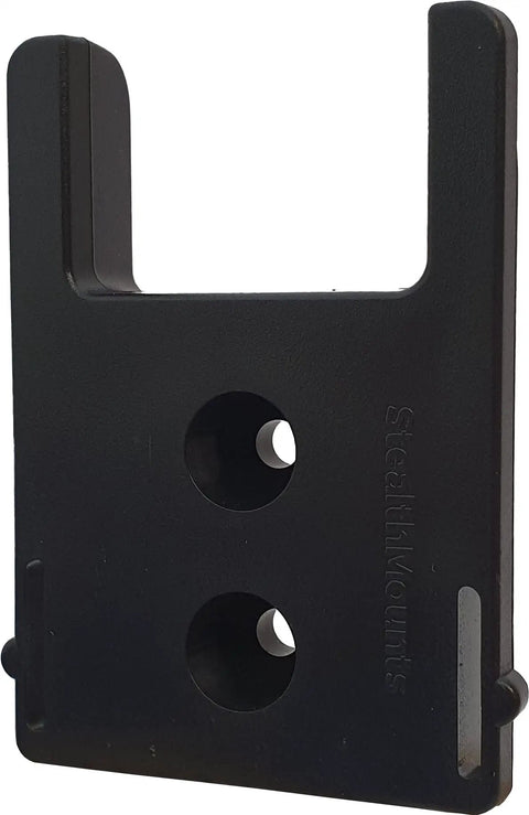 Locking Tool Holder For Kobalt 24V Tools, 4 Pack, Black, close-up of one snap in lock tight mount with two holes.