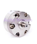 Top Shelf Pneumatic Rotary Actuator Single Vane Design With Double Shaft For Industrial Automation Builds Rock Solid Precision Control Runs Slick Every Time close-up view of the aluminum actuator with dual shaft and mounting holes.