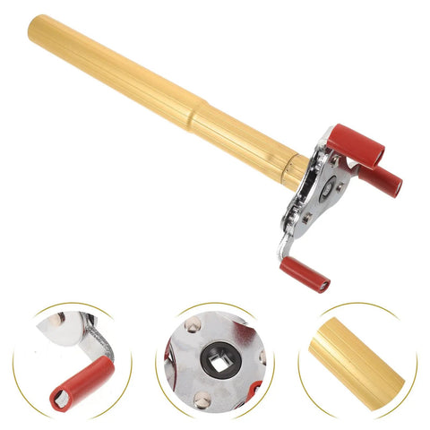 Slick Grip Smoke Sensor Removal Tool For High Ceilings Makes Replacement Dead Simple With Tough Aluminum Alloy Build, showing golden pole with claw grip.