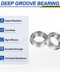 2 Pack SMR117ZZ Hybrid Ceramic Bearings 7x11x3mm ABEC7 stainless steel deep groove bearings shown with impact resistant labels.
