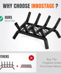 14 Inch Fireplace Log Grate With Ember Retainer Heavy Duty Steel Firewood Rack comparison showing all-in-one design.