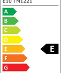 Energy label for E10 TM1221 miniature bulbs, showing efficiency rating and usage details for Snag This Slick Ten Pack Of E10 3.8v Warm White Miniature Screw Base Bulbs Ideal For Flashlight Refills And Panel Gauges A Bang Up Pick For Weekend Builders And Gear Modders.