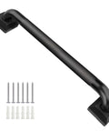 Rock Solid 12 Inch Square Shower Grab Bar in Matte Black with Killer Knurled Grip crafted from hefty 304 stainless steel with screws.