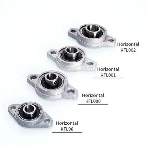 Heavy Duty Rock Solid Zinc Alloy Pillow Block Housing sizes KFL000 to KFL002 with smooth glide motion for industrial use.