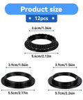 12 Pack E26 E27 Lamp Shade Rings Replacement Kit, showing 3 styles, 2 sizes 34mm and 39mm, black socket collar rings